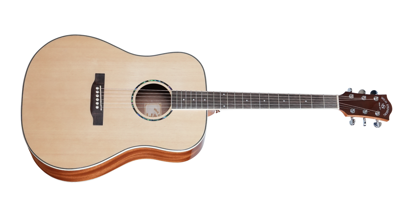 P1 Natural Laminated dreadnought acoustic guitar, Layered Spruce