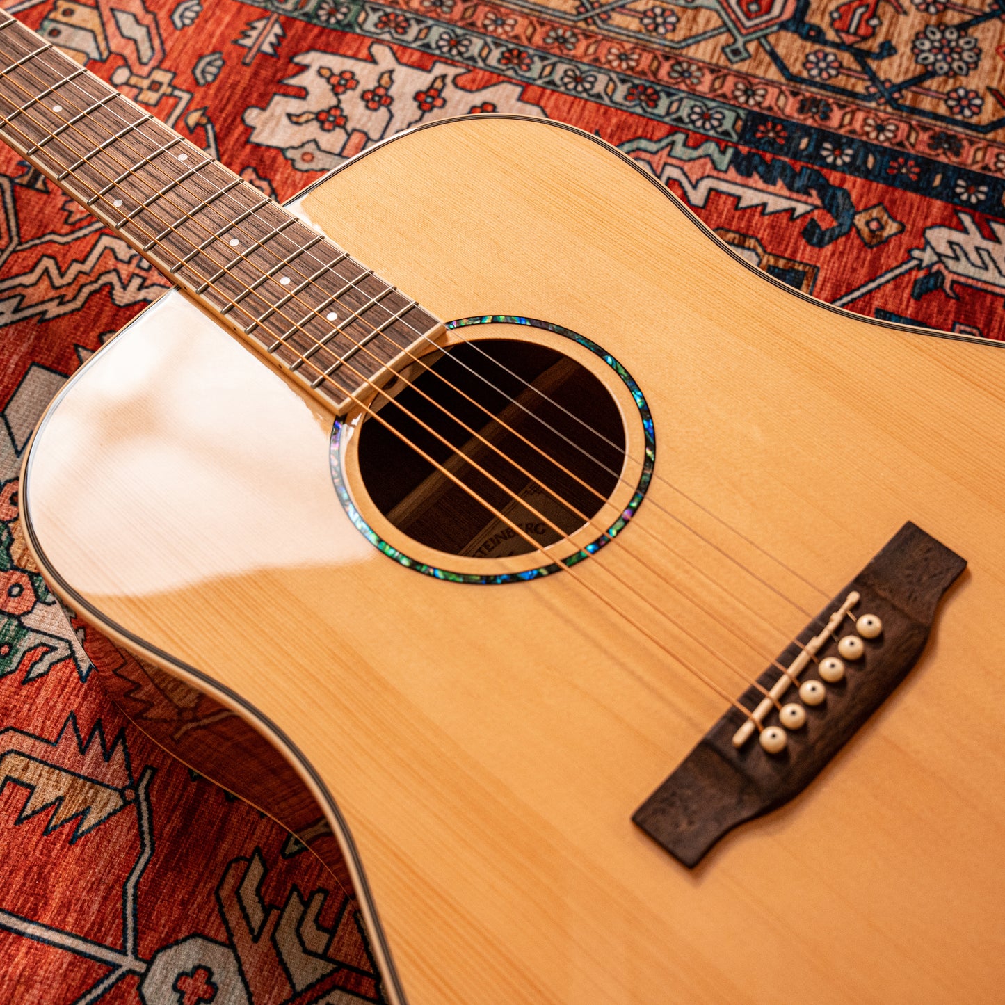 P1 Natural Laminated dreadnought acoustic guitar, Layered Spruce